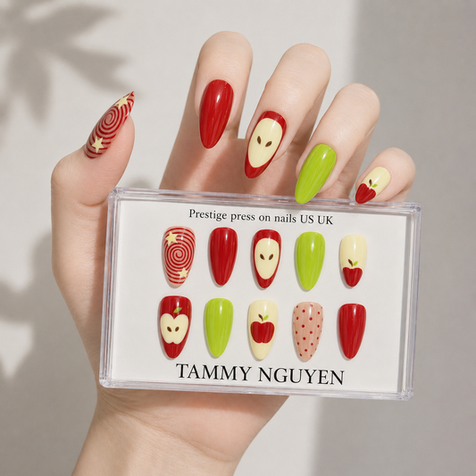 Press On Nail Colorful Apple Art