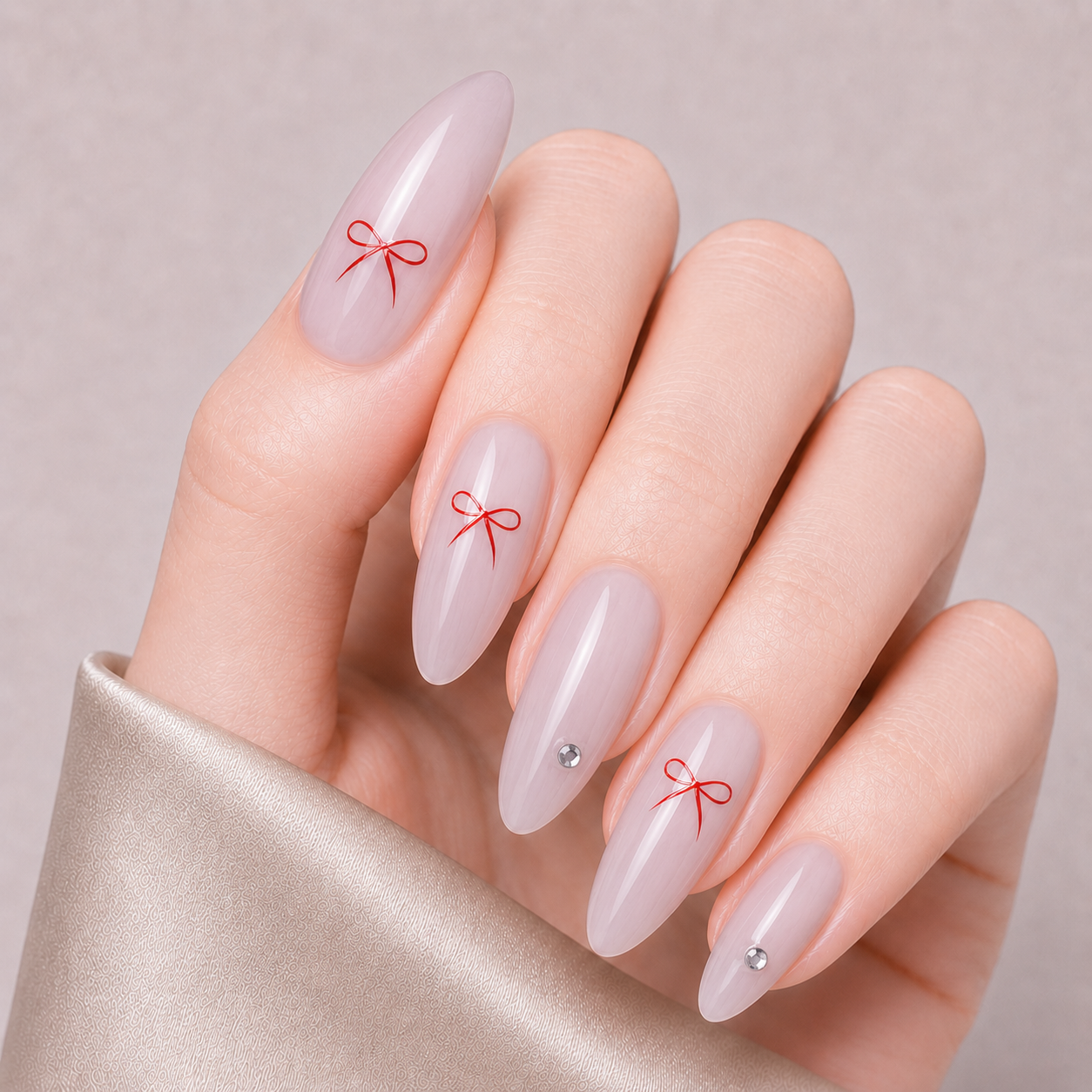 Press On Nails Cat Eye Bow Almond