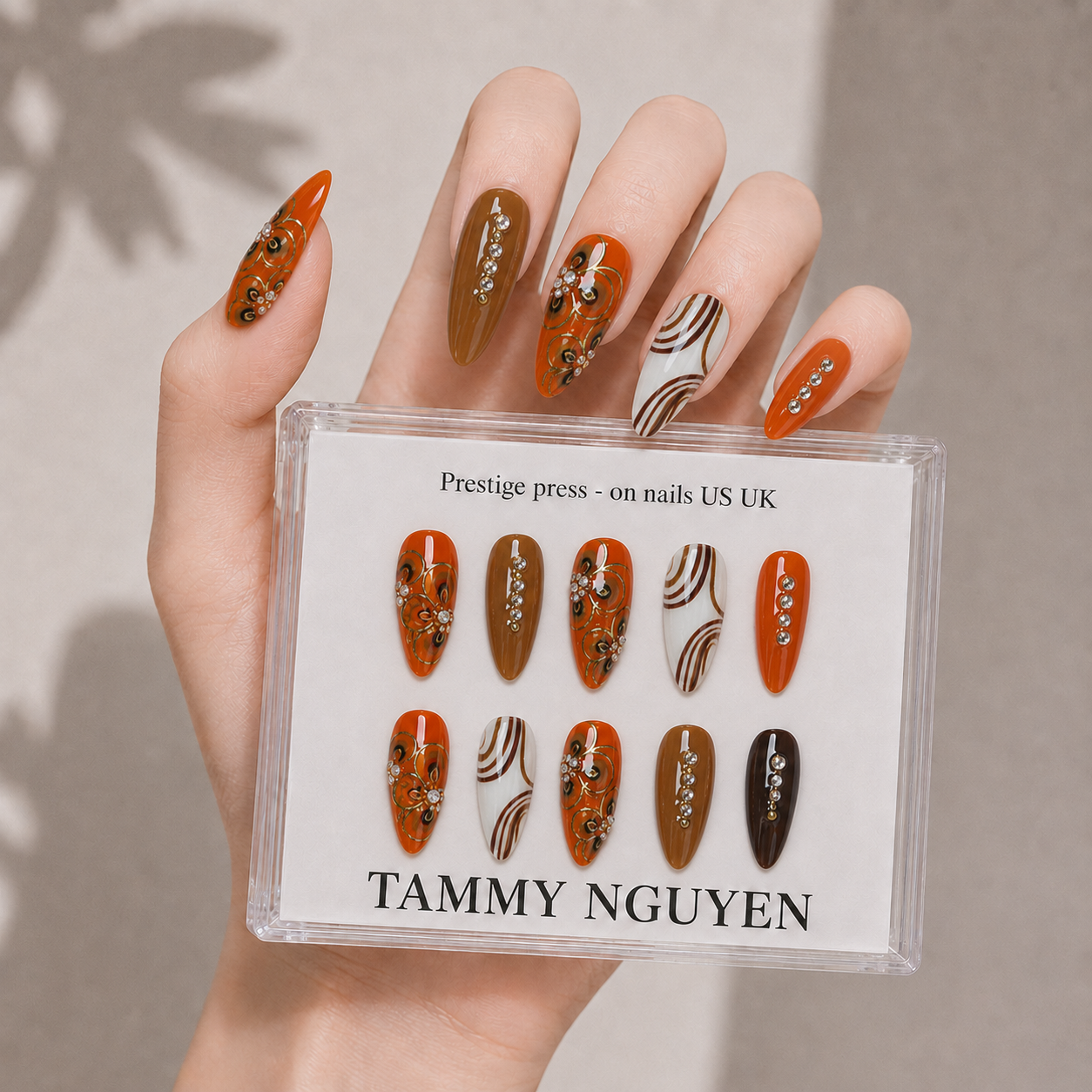 Press On Nail Autumn Orange Brown