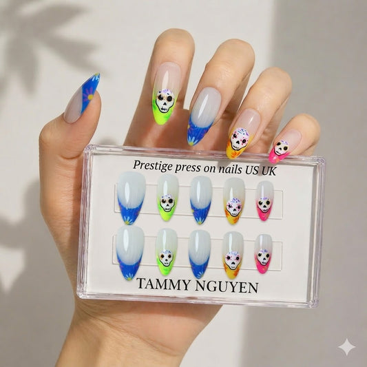 Press On Nail 3D Colorful Skull