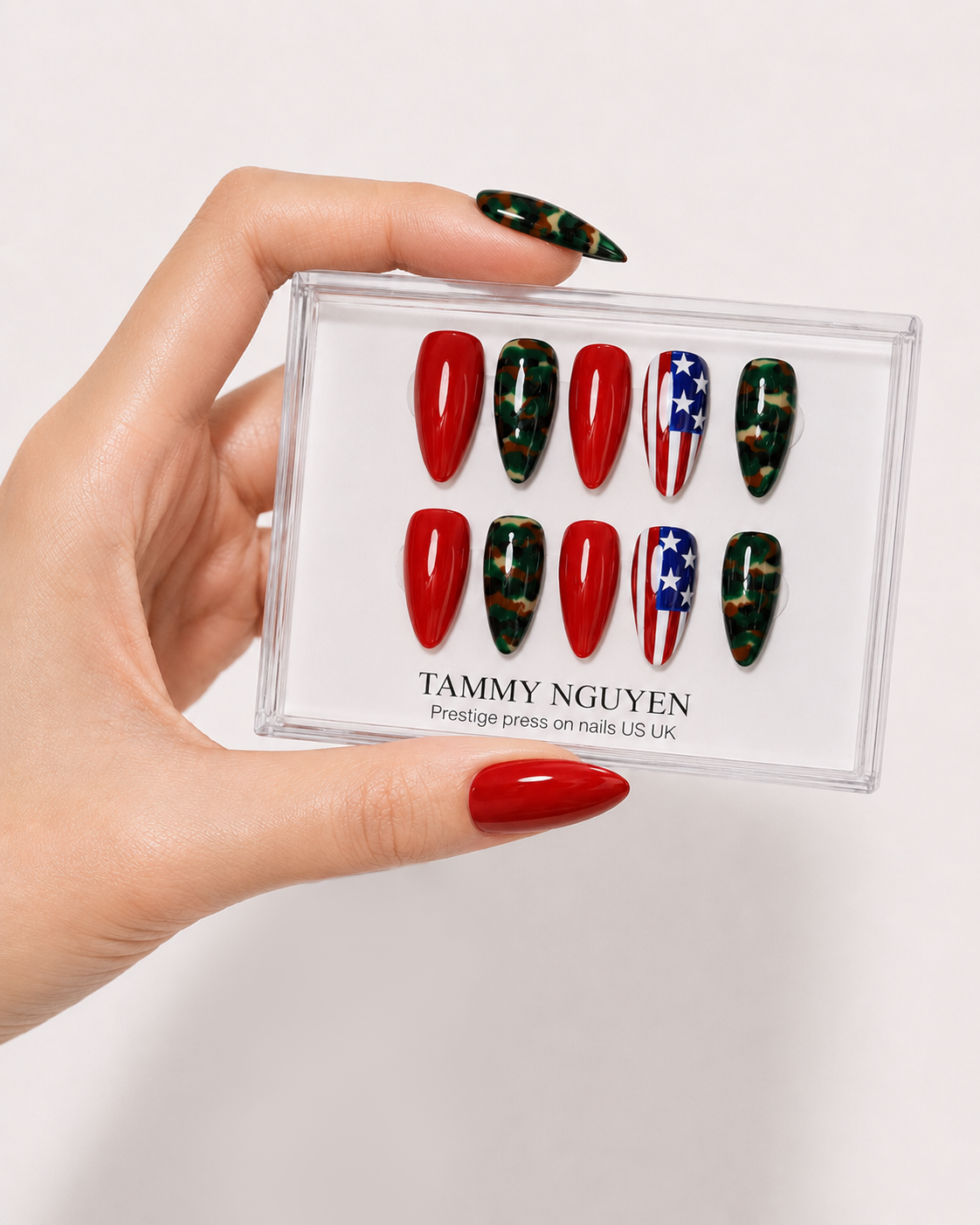 Press On Nail Camo US Flag