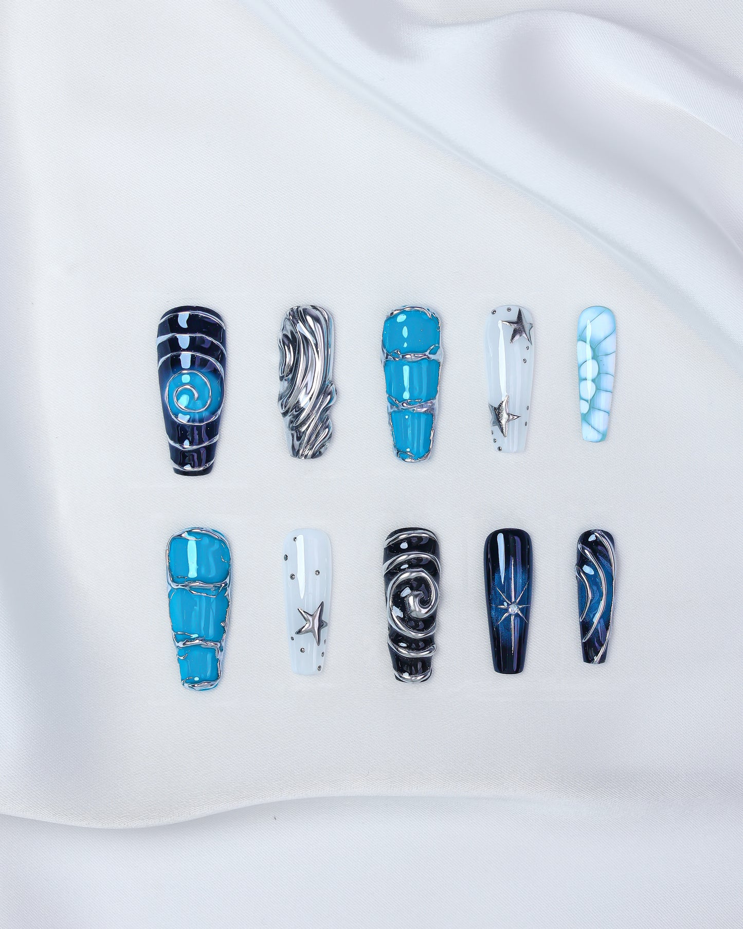 Press On Nails Gothic Coffin Blue