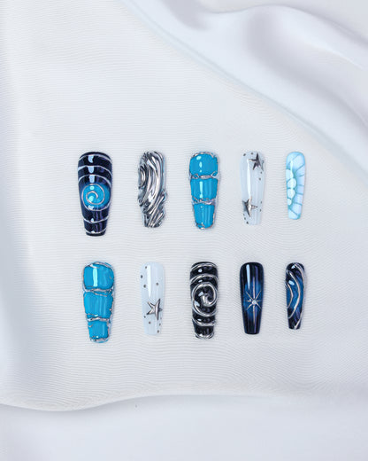 Press On Nails Gothic Coffin Blue