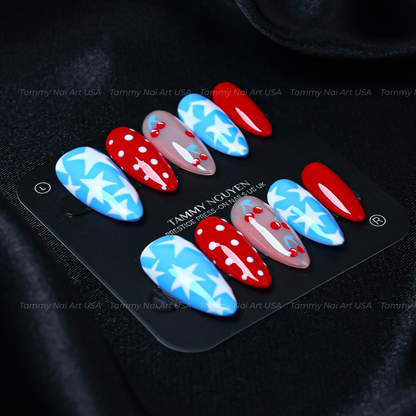 Press On Nail Colorful Stars & Cherry