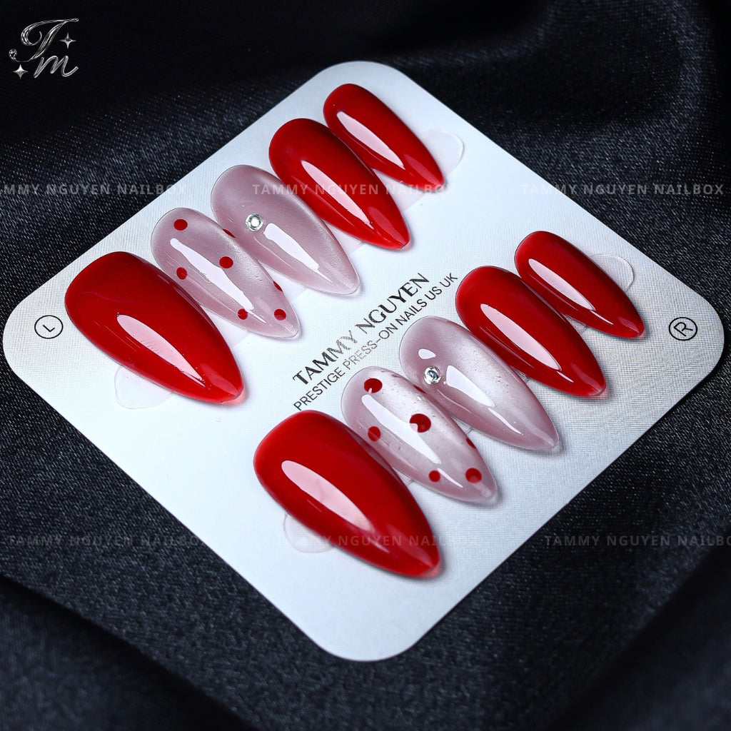 Press On Nails Cute Red Polka