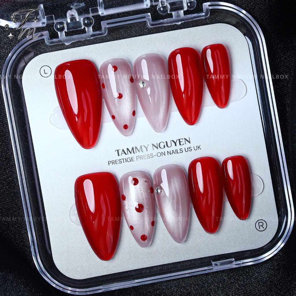 Press On Nails Cute Red Polka