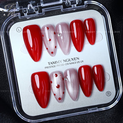 Press On Nails Cute Red Polka